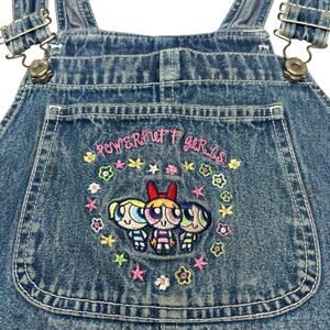 Vintage Y2K Powerpiff Girls Denim Overalls Youth XL Cartoon Network